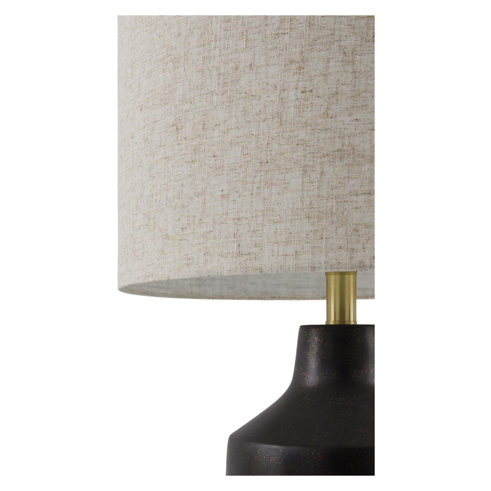 Lockwood Concrete Table Lamp with Linen Shade , Black, Tan