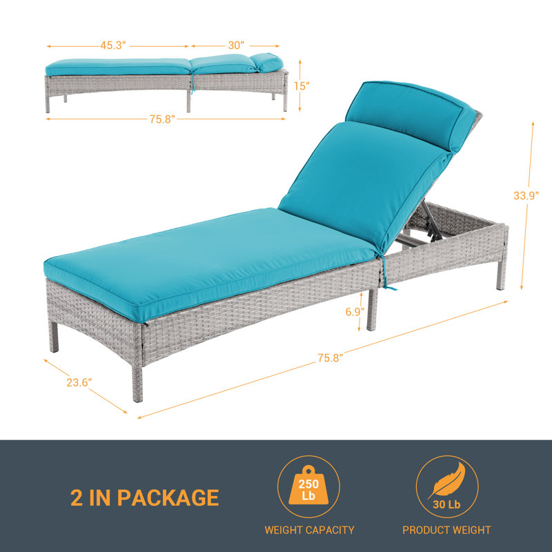Canapé de patio 2 pièces à angle réglable avec cadre en acier épais et imperméable pour l'extérieur, Bleu lac