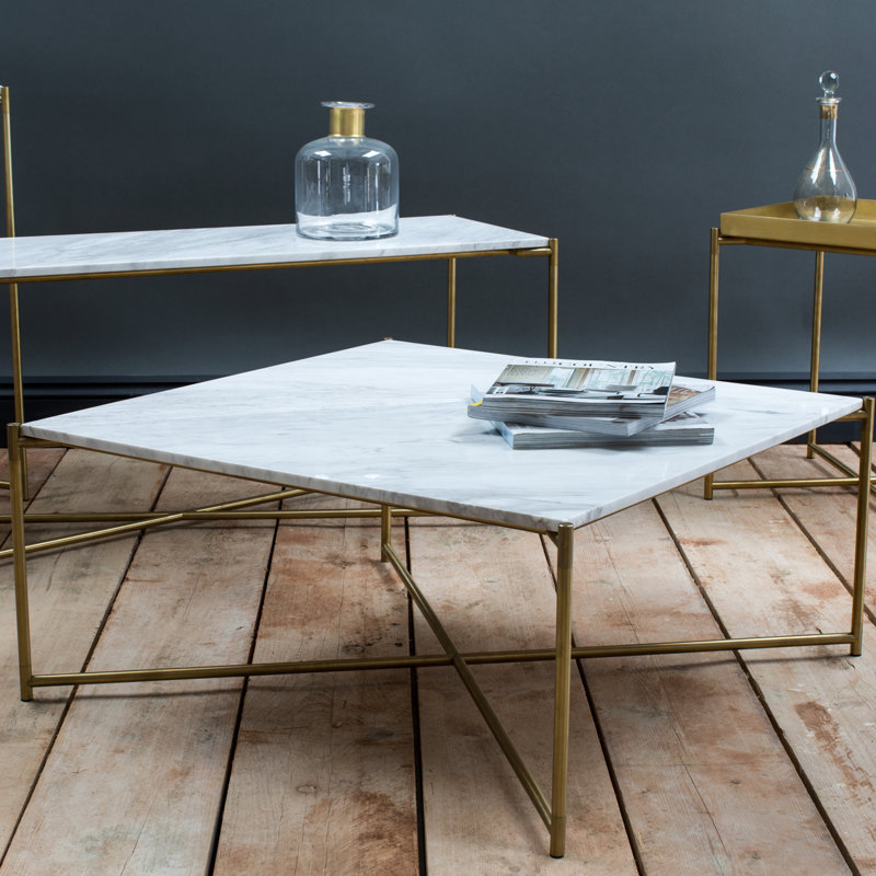 Bedell Four Leg Coffee Table, Black, Brass