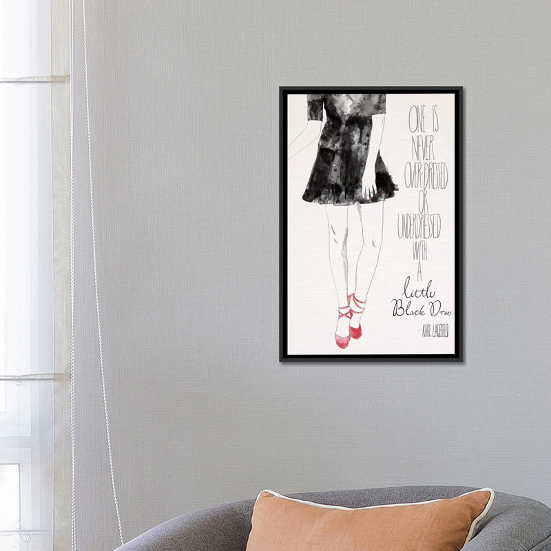 «Little Black Dress», impression sur toile, H 26 po x l 18 po x P 1,5 po, Toile avec cadre noir, Pas de tapis