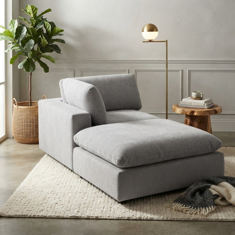 38.6" W 2-Piece Chenille Modular Sectional, Light Gray