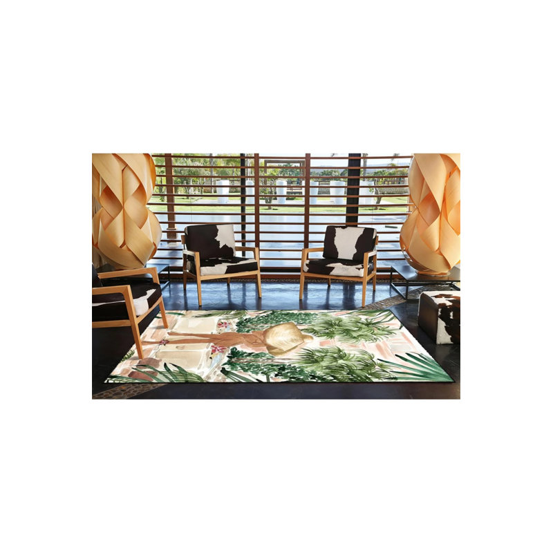 Tapis décoratif moderne femme et arbre, Rectangle 2 pi 4 po x 4 pi