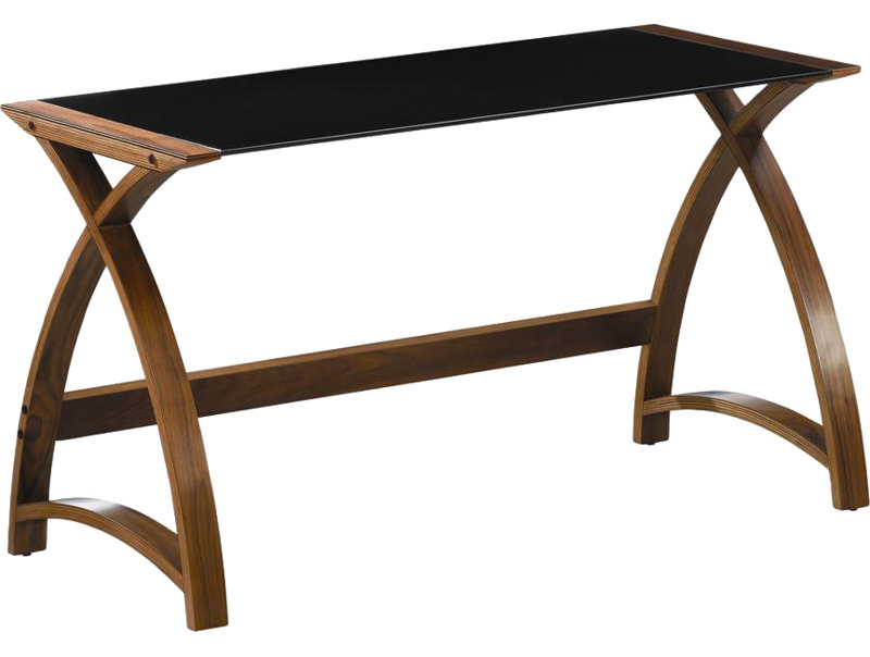 Tercero Writing Desk, Walnut/Black Glass, 73.2cm H x 90cm W x 61cm D