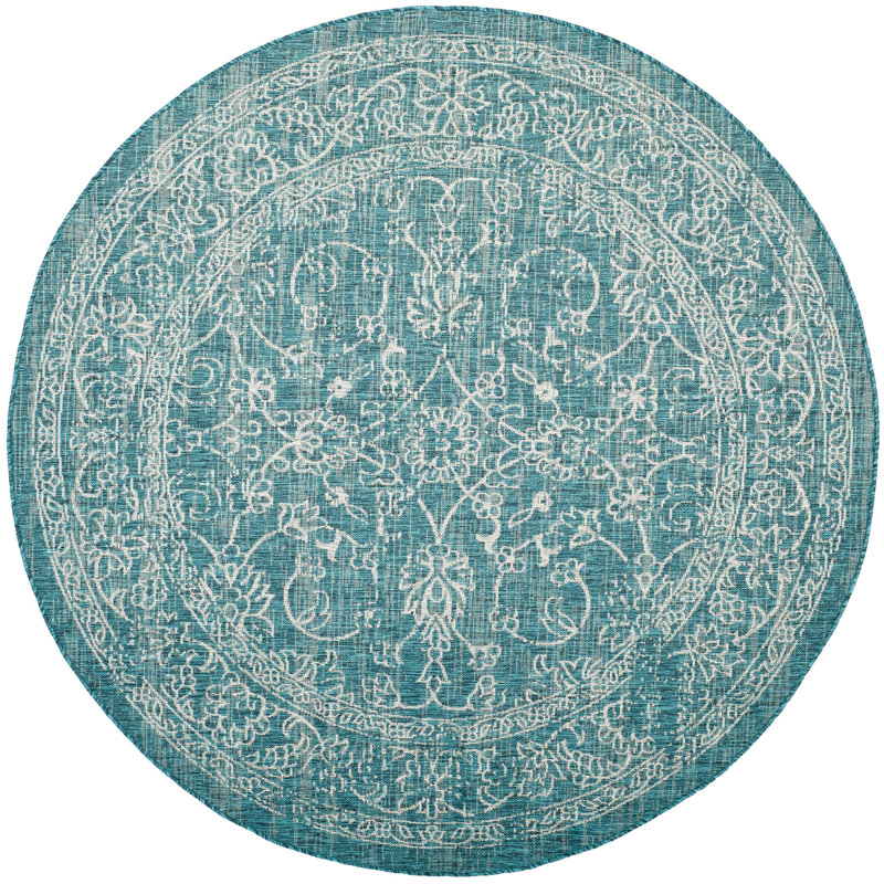 Cherene Performance Floral Indoor/Outdoor Area Rug, Round 7'1"