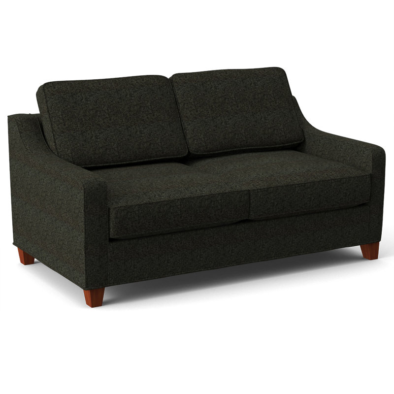Canapé-lit à accoudoirs carrés 74 po avec coussins réversibles Clark, Hybride, Gris anthracite Dorset, Cerisier BM