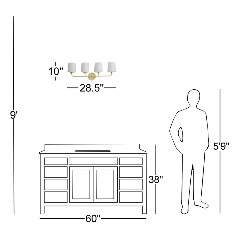 Arkady 4 - Light Dimmable Vanity Light, Satin Brass