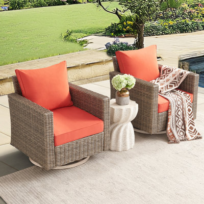 Chaise de patio berçante pivotante avec coussins (ensemble de 2)