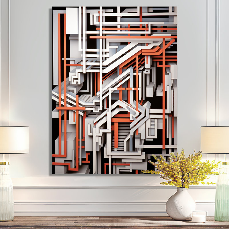 Inner Structures Inner Architecture - Art mural géométrique, salon, Métal métal, H 32 po x l 16 po x P 1 po