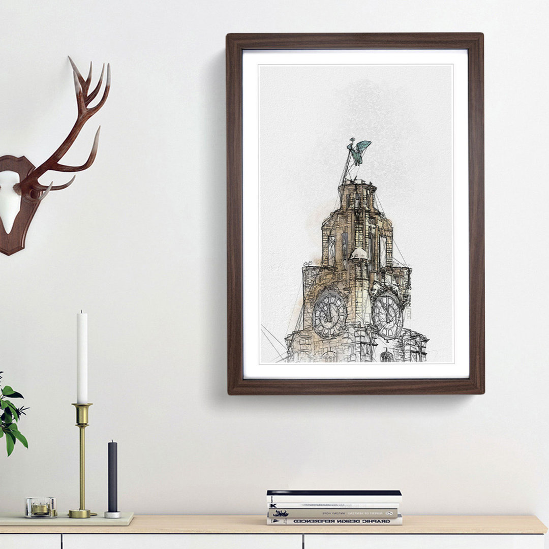 The Liver Building Liverpool in Abstract - Framed Print