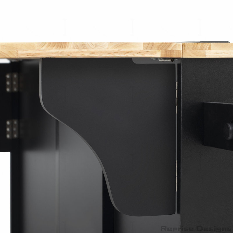 59.3" Kitchen Island with Storage 2 Pull Out Cabinet,Trash Can Storage and Drop Leaf , Power Outlet, Black