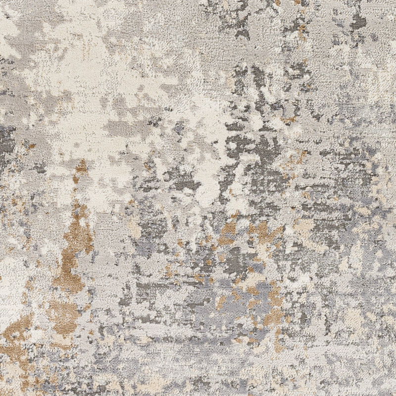 Rectangle Abstract Machine Woven Polypropylene/Polyester Area Rug in Gray/Beige/Taupe, Rectangle 7'10" x 10'