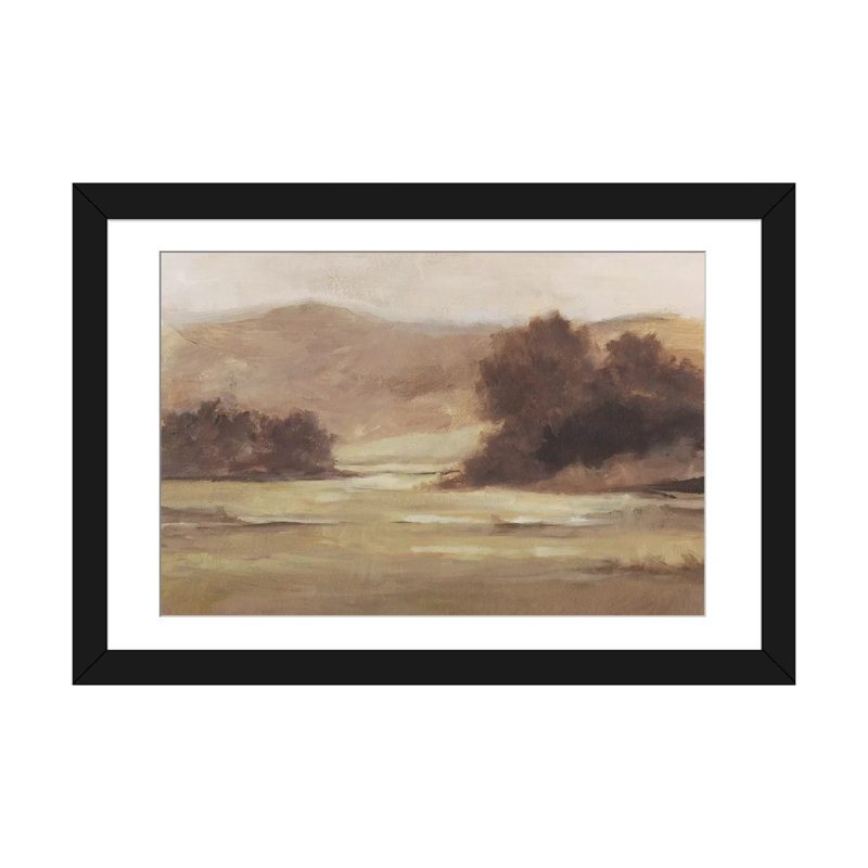 Reproduction d’art, "discrète Landscape I" par Ethan Harper, H 16 po x l 24 po, Toile avec cadre en bois beige, Noir