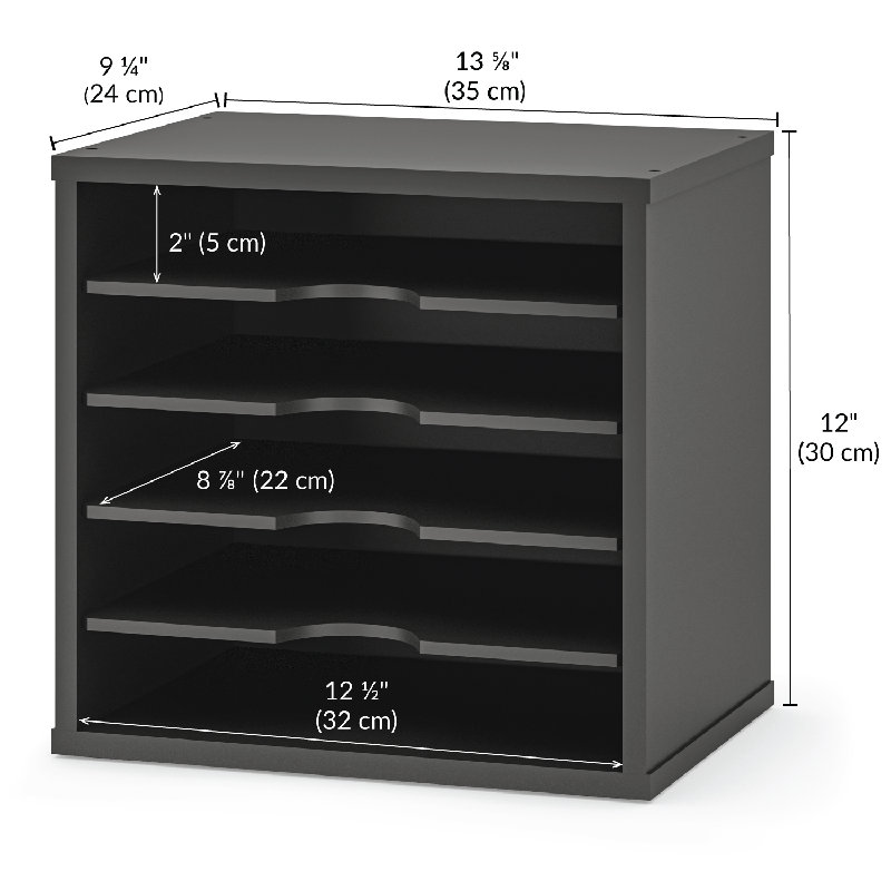 Logan Stackable 5-Tier Paper, Mail and File Organizer, Black