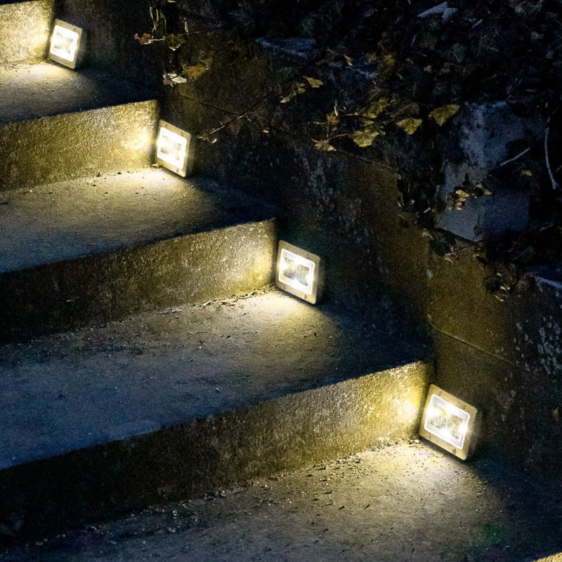 Silver Solar Powered Integrated LED Stainless Steel Step Light Pack