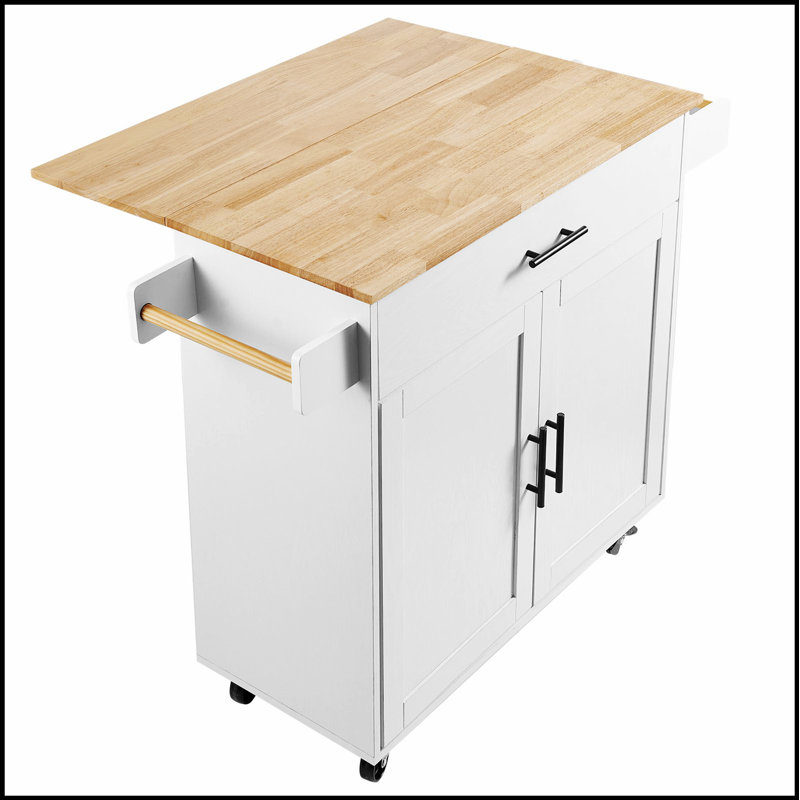 Chariot pour îlot de cuisine avec plateau en bois massif, 35,4 /