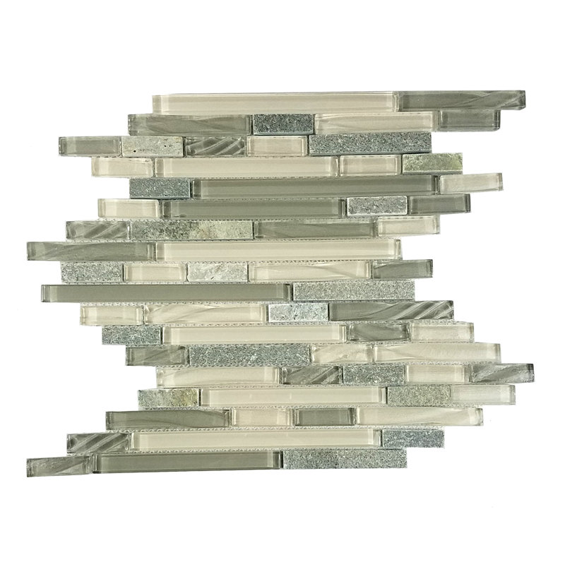 Carreau de mosaïque linéaire pour mur et piscine à bord droit en verre et en pierre 12 po x 12 po New Era