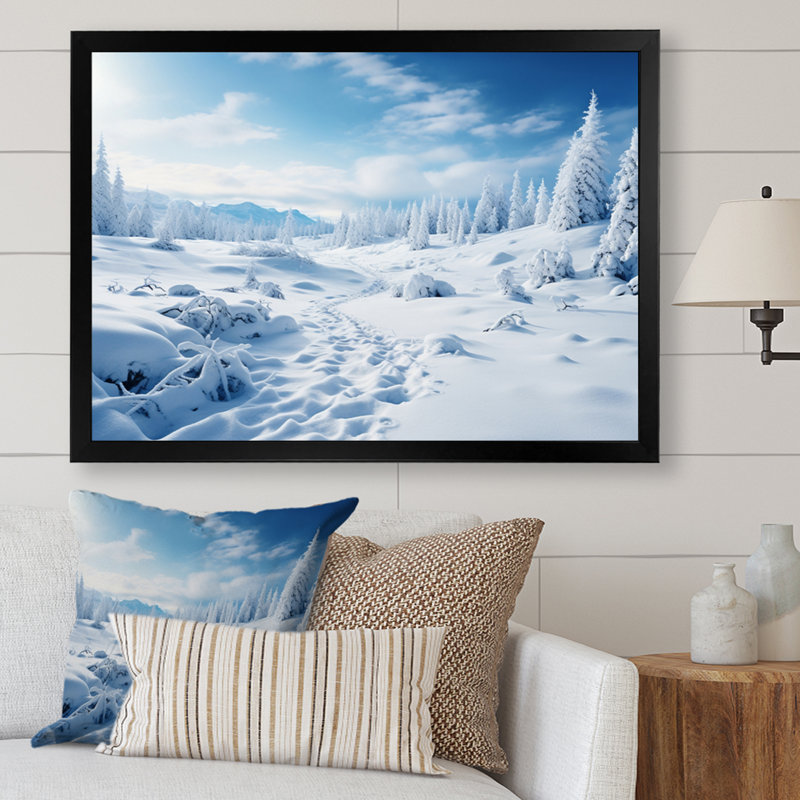 «Winter Snow Wonderland» sur toile, H 24 po x l 32 po x P 1 po, Cadre simple noir
