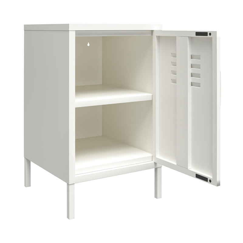 Table de bout avec rangement Gioia, Blanc doux