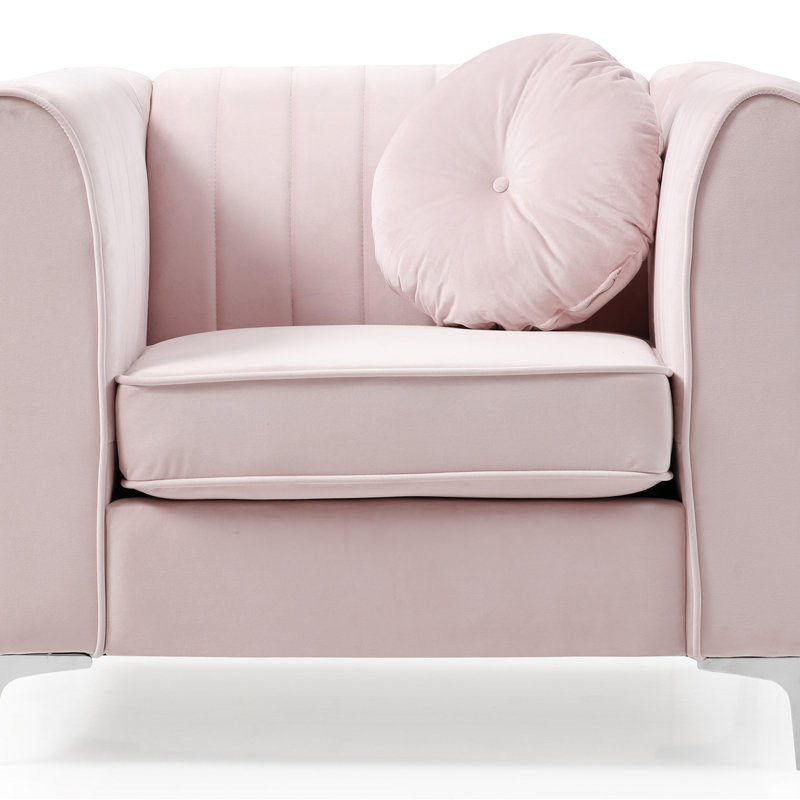 Fauteuil Chesterfield de 40,09 po Kordero, Velours rose
