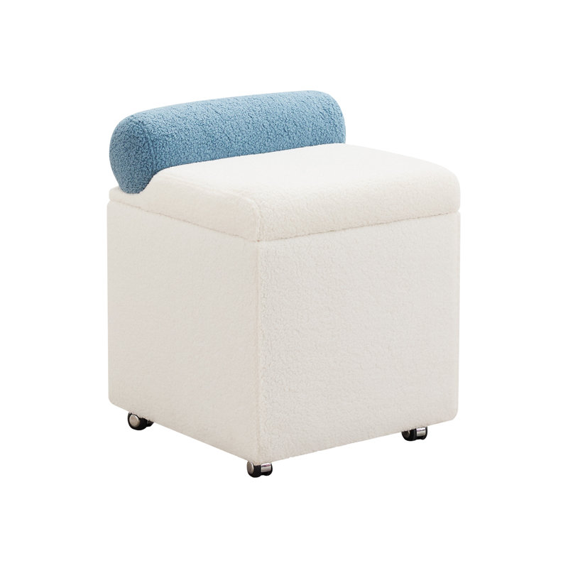 Tabouret avec rangement 18 "avec compartiment caché, Blanc