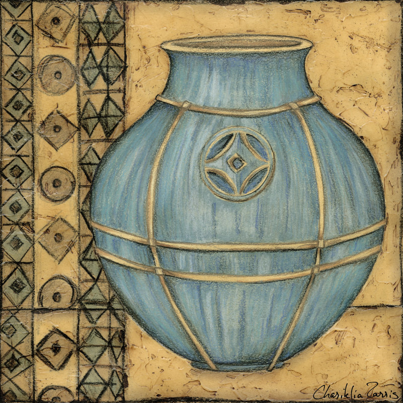 Square Cerulean Pottery I (ST) by Chariklia Zarris - Wrapped Canvas Print, 30cm H x 30cm W x 3.8cm D