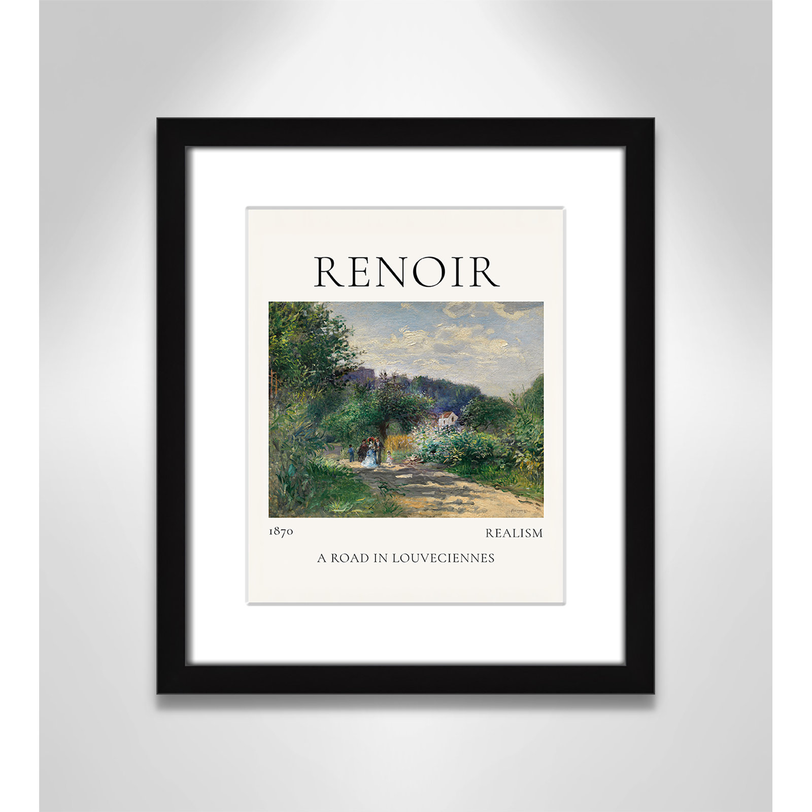 Old Masters Collection " A Road In Louveciennes " by Auguste Renoir, Black Single Picture Frame, Yes, 15" H x 13" W x 1.25" D