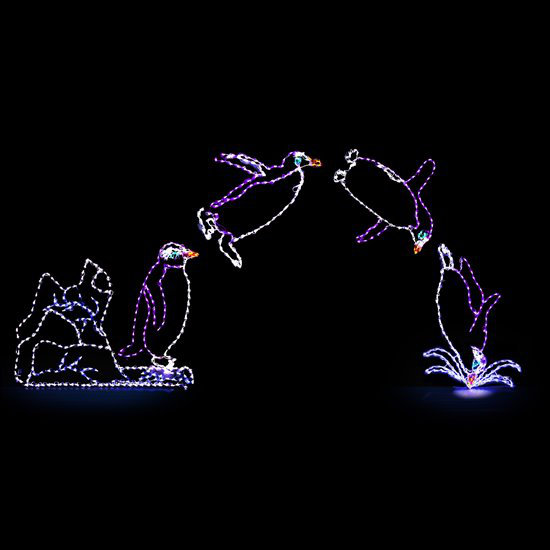 Leaping Penguin Lighted Display