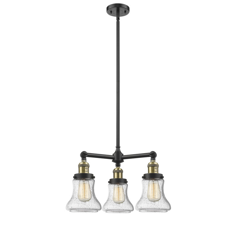 Lustre classique à 3 lumières Edda, Grainé, Cuivre antique, Ampoule DEL rétro de 3,5 watts