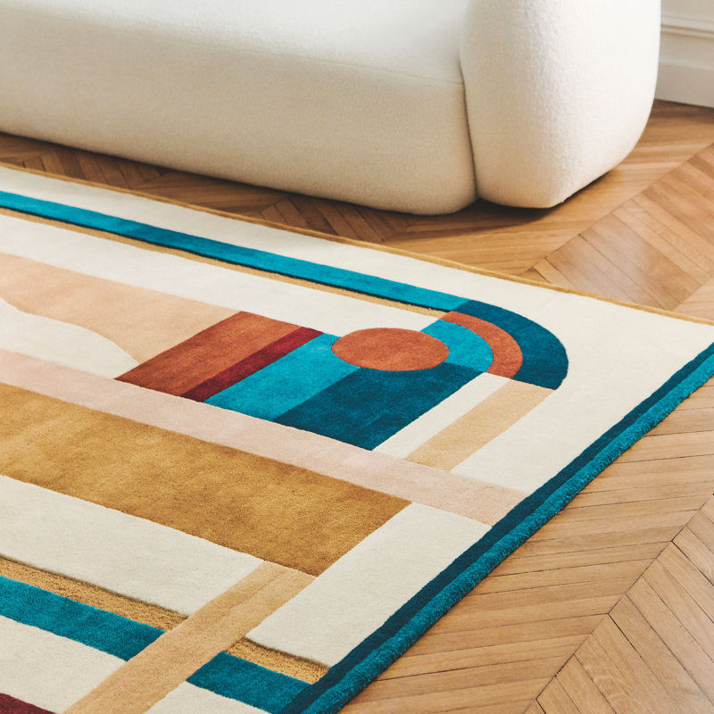 Hacienda Hand Tufted Wool Area Rug, Rectangle 5'5" x 7'8"