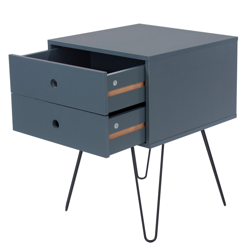 Kiefer 2 Drawer Bedside Table, Blue