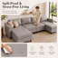 Canapé modulaire réversible en L 6 pièces avec siège de rangement 118,5 po en similicuir gris clair-1527795063