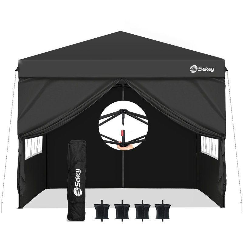 3 x 3m folding gazebo with 4 side panels, Black