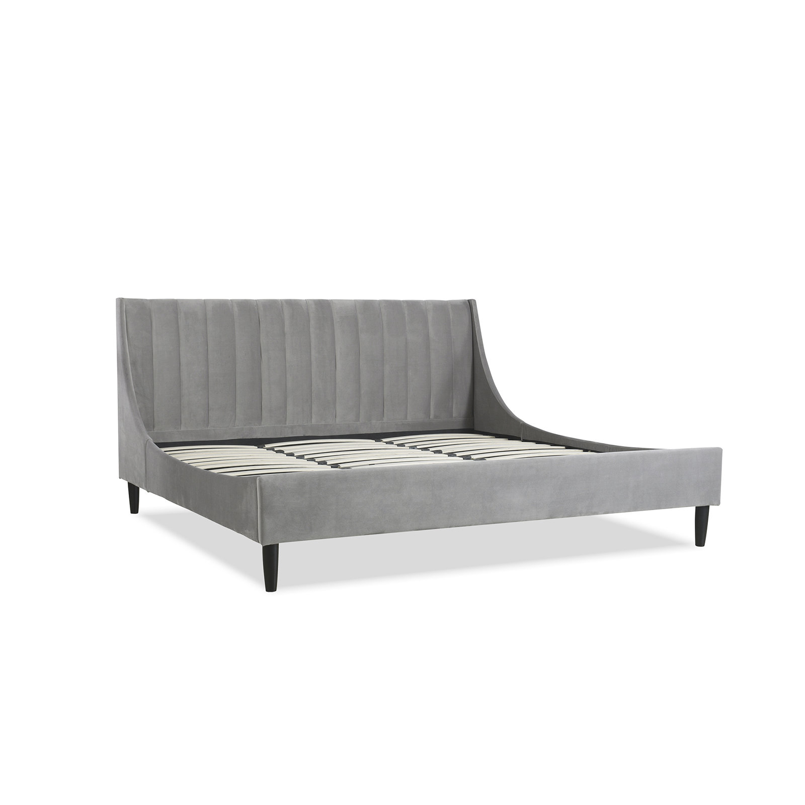 Helaina Upholstered Wingback Bed, Teal Velvet, King