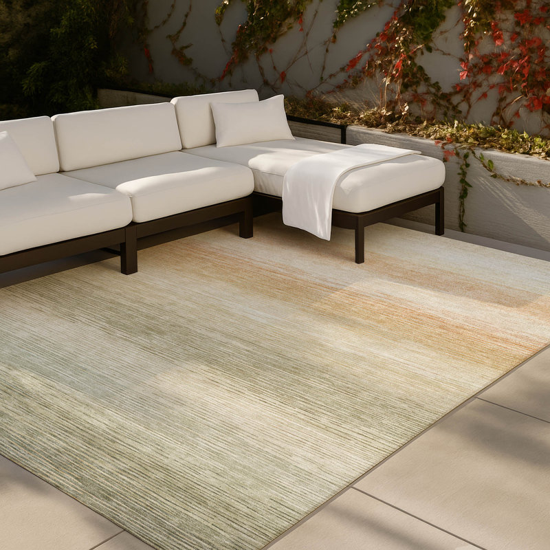 Machine Washable Indoor/Outdoor Chantille ACN2891 Striped Rug, 8' x 10', Sage
