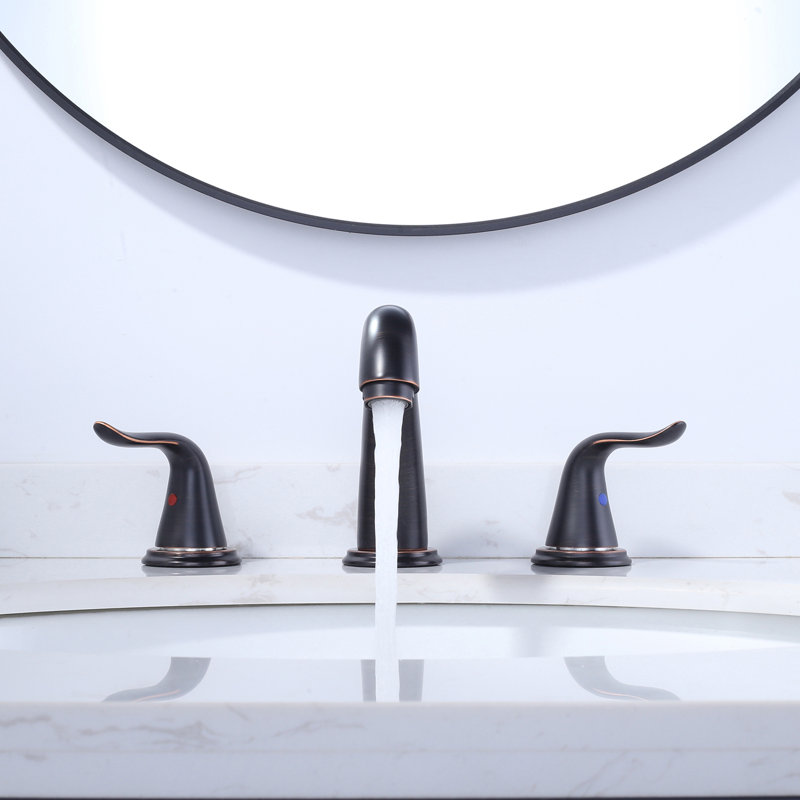 Widespread 2-handle Bathroom Faucet with Drain Assembly, Oil Rubbed Bronze