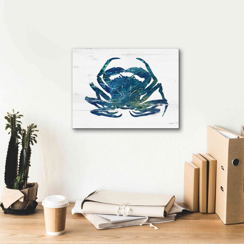 «Blue Coastal Crab» par Cindy Jacobs, art mural sur toile, H 12 po x l 16 po x P 0,75 po