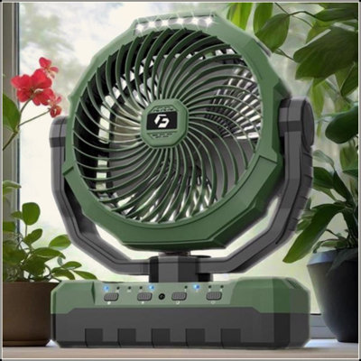 3 In 1 Portable Camping Fan With LED Light And Power Bank 24000Mah Rechargeable Battery Operated Tent Fan With Remote Control Adjustable Speed For Outdoor Travel Emergency Use