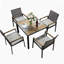 Ensemble de table de salle à manger toutes saisons 5 pièces, ensemble de conversation pour patio avec trou de parasol, rotin extérieur, couleur café