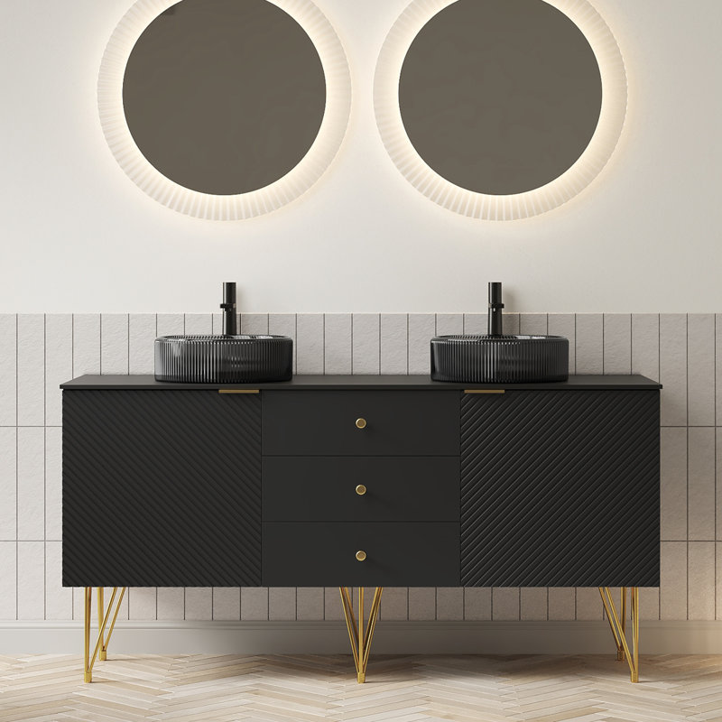 Meuble-lavabo autoportant en contreplaqué Gema 