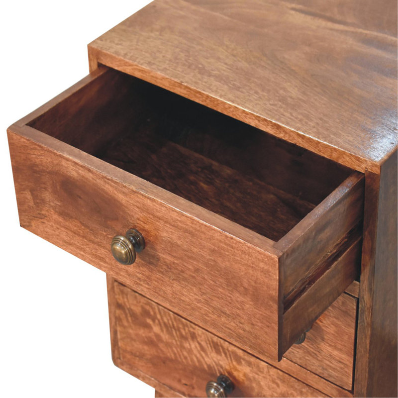 Table de chevet multi-tiroirs en bois caramel et miel de style nordique