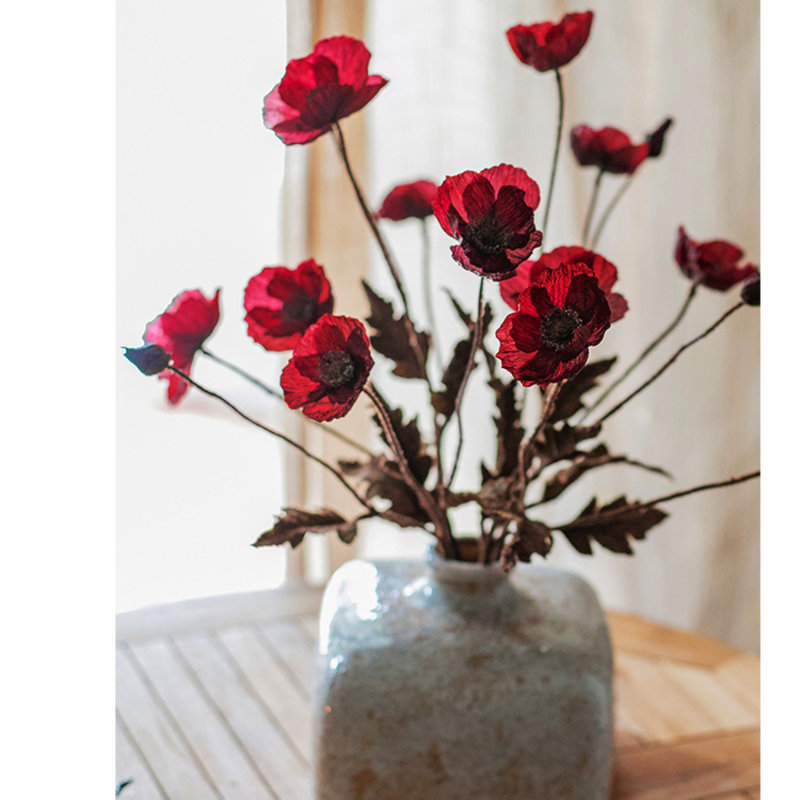 Tiges de coquelicot, 5 tiges, Rouge