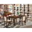 L'ensemble de salle à manger 5 pièces comprend une table de salle à manger rectangulaire en bois rustique et 4 chaises rembourrées en tissu de lin beige clair, noyer-1420028295-1420028285