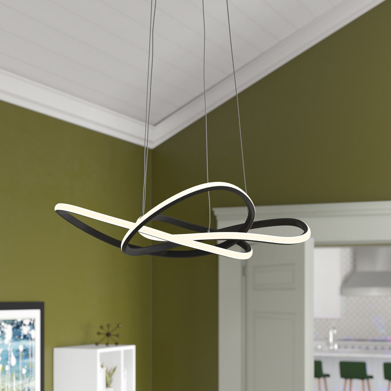 Cales Dimmable LED Geometric Chandelier, Black