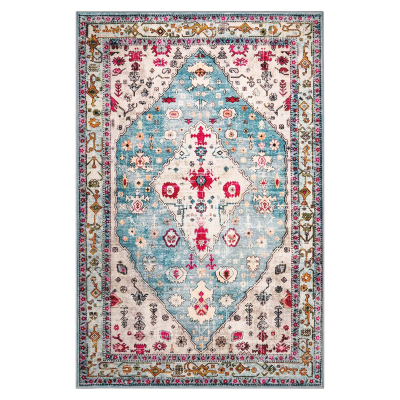 Watte Traditional Oriental Tribal Machine Washable Area Rug Perfect for Living Room, Dining Room, Bedroom Decor