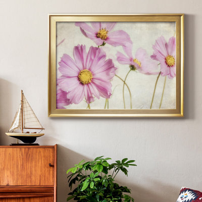 «Pink Cosmos I», peinture sur toile encadrée