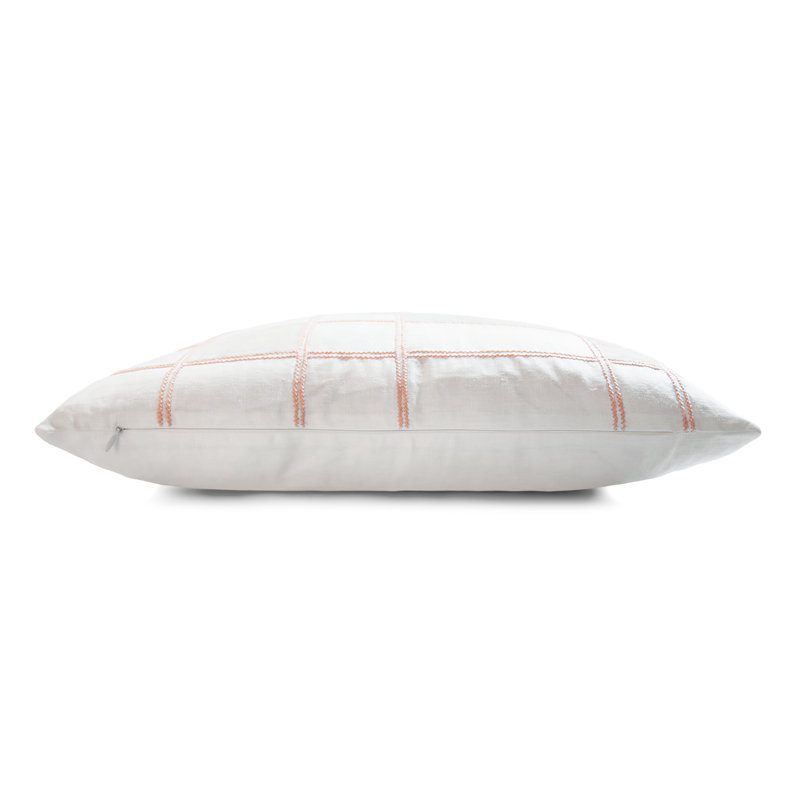 Rad Appliqued Linen Throw Pillow, Apricot, 22"H x 22"W, Square