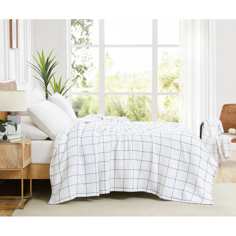 Couverture gaufrée 100% coton tissé gaufré Southshore Fine Linens, Full / Queen, Blanc
