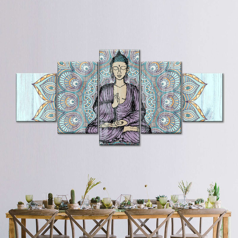 Bouddha en méditation, reproduction sur toile, H 24 po x l 55 po x P 1,25 po