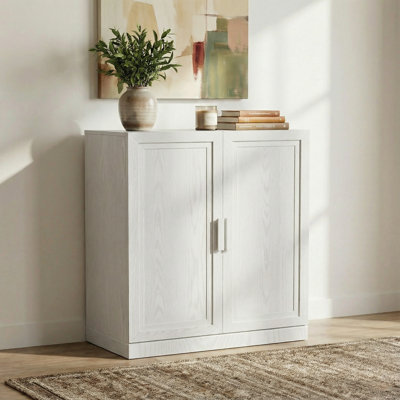  Wooden Buffet Storage Cabinet with Adjustable Shelves for Entryway Kitchen Living Room, 36"H * 31"W, White