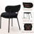Dining Chairs Set of 2 pcs, Boucle Comfortable Upholstered Seat Fabric with Curved Backrest, Black-235301229